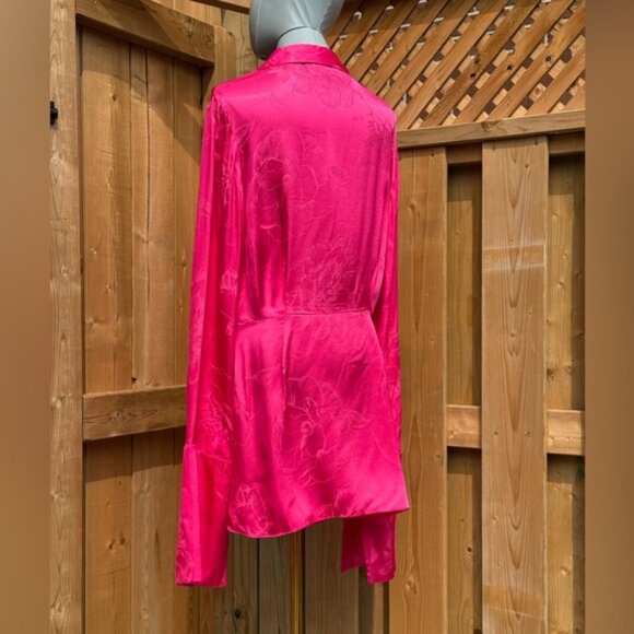 🆕 RAT & BOA 🧿 NWOT Paloma Pink Floral Satin Long Sleeve Mini Dress Sz XXL US12 - Picture 7 of 15